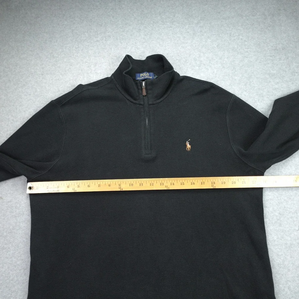 Polo Ralph Lauren Pullover Mens XL Black Estate Rib Sweater 1/4‎ Zip Cotton